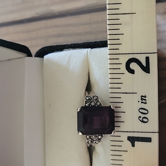 Amethyst Marcasite Sterling Ring - Picture 2 of 13